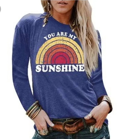 You are My Sunshine Vintage Style Graphic Tee Top T-shirt Tshirt 1X Plus Rainbow - Picture 1 of 5
